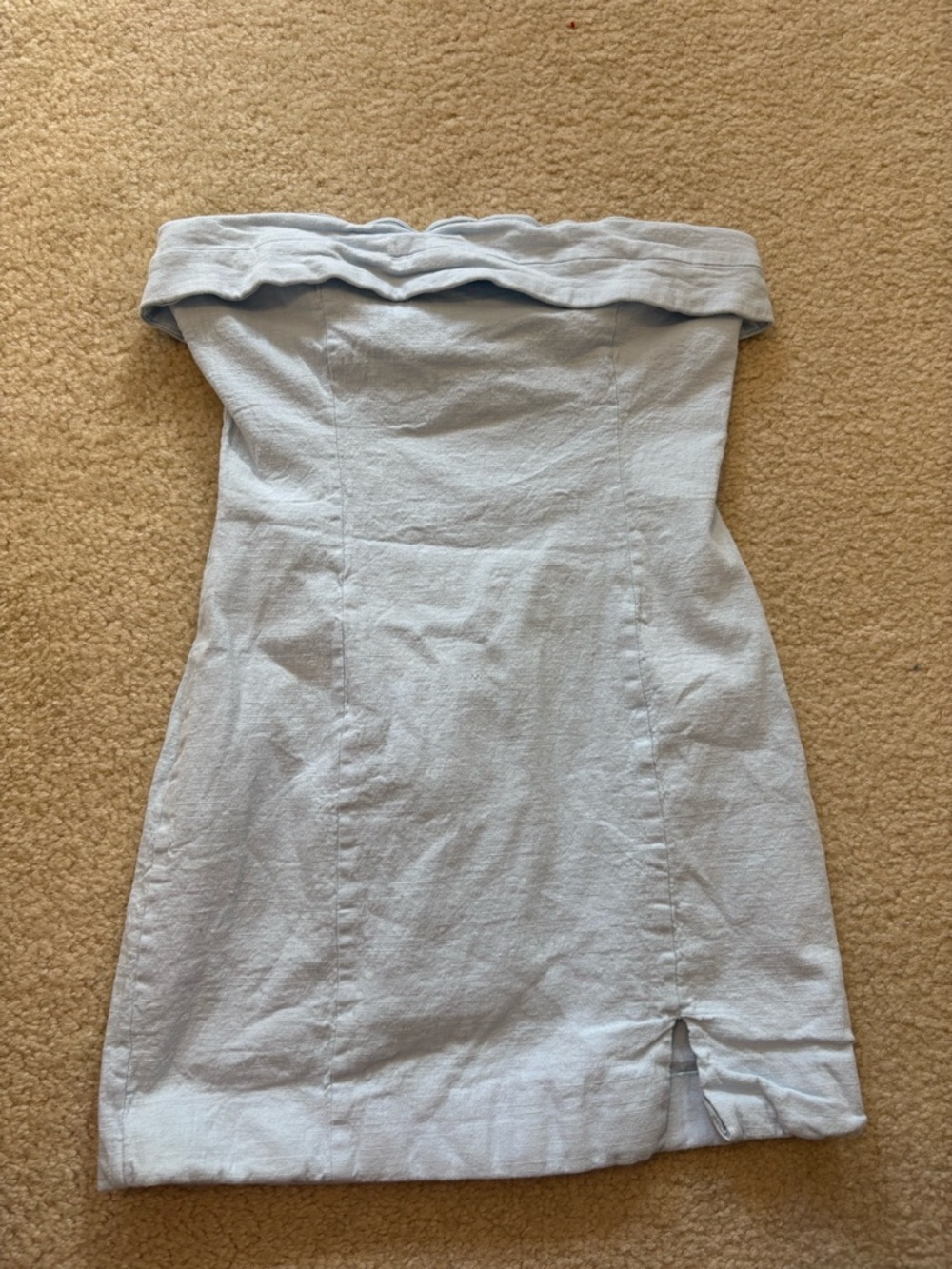 Mable Strapless Fold-Over Light Blue Dress